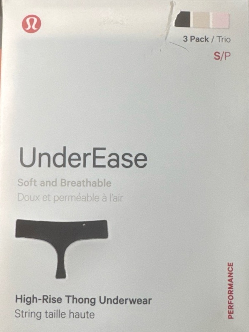 Lululemon Under-Ease High-Rise Thong Underwear 3Pk in size S/P